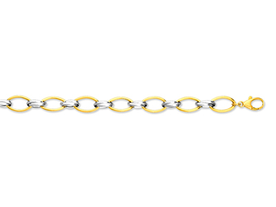 Pulsera De Eslabón De Fantasía 8,5 mm, 19,5 cm, Oro Bicolor De 18 Quilates - Imagen Estandar - 1