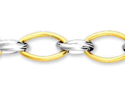Pulsera De Eslabón De Fantasía 8,5 mm, 19,5 cm, Oro Bicolor De 18 Quilates - Imagen Estandar - 2