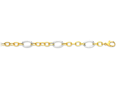 Pulsera, Puntos Alternos 8,9 Mm, 19 Cm, Oro Bicolor 18k