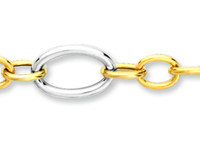 Pulsera De Malla Alternas 8,9 mm, 19 cm, Oro Bicolor De 18 K - Imagen Estandar - 2