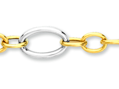 Pulsera, Puntos Alternos 8,9 Mm, 19 Cm, Oro Bicolor 18k - Imagen Estandar - 2