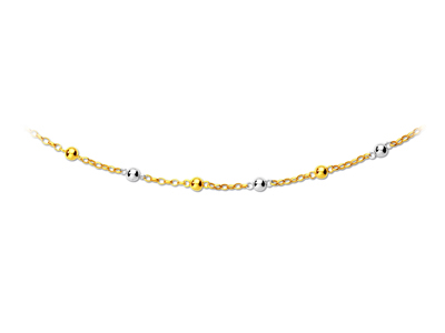 Collar De Malla Y Bolas 6 mm, 44,5 cm, Oro Bicolor De 18 K - Imagen Estandar - 1