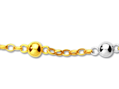 Collar De Malla Y Bolas 6 mm, 44,5 cm, Oro Bicolor De 18 K - Imagen Estandar - 2