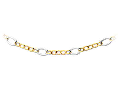 Collar De Eslabones Alternos 8,9 mm, 43,5 cm, Oro Bicolor De 18 K - Imagen Estandar - 1