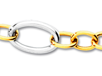 Collar De Eslabones Alternos 8,9 mm, 43,5 cm, Oro Bicolor De 18 K - Imagen Estandar - 2