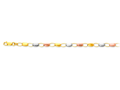 Pulsera De Pequeñas Piedras 4,7 mm,19 cm, Oro De 18k En Tres Tonos - Imagen Estandar - 1