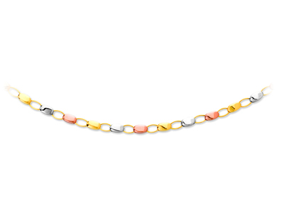 Collar De Pequeñas Piedras 4,7 mm, 45 cm, Oro De 18k En Tres Tonos - Imagen Estandar - 1