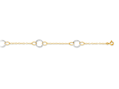 Pulsera Crculos 8 Mm, 18 Cm, Oro Bicolor 18k