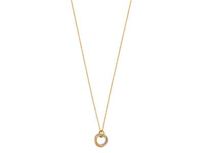 Collar De Cadena Con Colgante De 3 Crculos Entrelazados, 44cm, Oro Bicolor De 18 Quilates