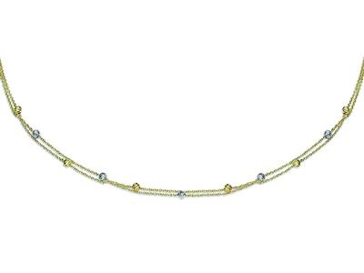 Collar 2 Hileras 3 Mm, 45 Cm, Oro Bicolor 18k - Imagen Estandar - 2