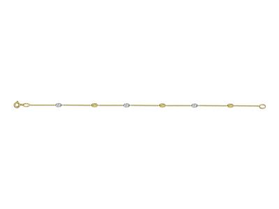 Pulsera Olives Ciselées 3 X 5 Mm, 19 Cm, Oro Bicolor 18k - Imagen Estandar - 1