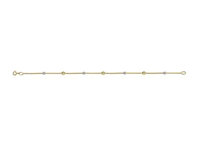 Pulsera Bolas Cinceladas 3/4 Mm, 19 Cm, Oro Bicolor 18k - Imagen Estandar - 1