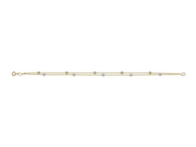Pulsera 2 Filas Con Bolas Cinceladas 3 Mm, 19 Cm, Oro Bicolor 18k - Imagen Estandar - 1