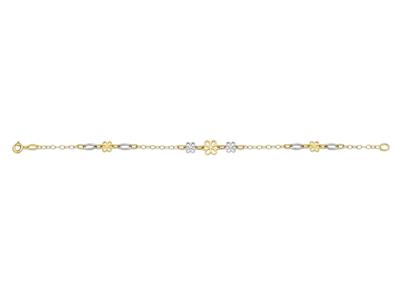 Pulsera Flores Fantasía 4/8 Mm, 19 Cm, Oro Bicolor 18k - Imagen Estandar - 1