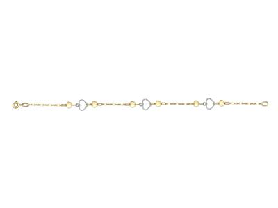 Pulsera Fantasía Corazones 8 X 23 Mm, 1,5 Mm, 19 Cm, Oro Bicolor 18k - Imagen Estandar - 1