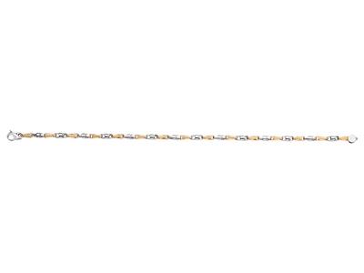 Pulsera Fantasa Maciza 3,50 Mm, 20 Cm, Oro Bicolor 18k