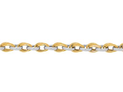 Pulsera De Doble Aro 5,30 mm, 19 cm, Oro Bicolor De 18 K - Imagen Estandar - 1