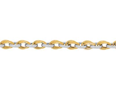 Pulsera Anillos Dobles 5,30 Mm, 19 Cm, Oro Bicolor 18k