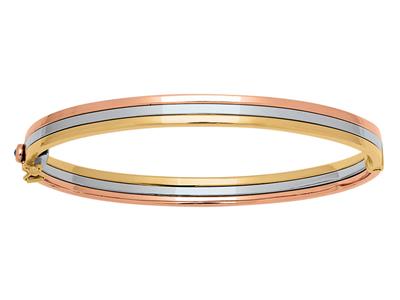 Pulsera 3 Filas Hueco, 60 Mm, 3 Oro 18k