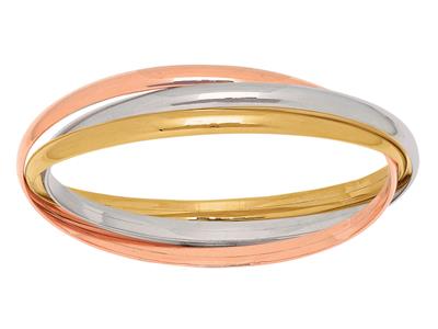 Pulsera 3 Tubos Huecos 1/2 Anillo 4,6x1,6 Mm, Diametro Interior 62 Mm, 3 Ors 18k - Imagen Estandar - 1