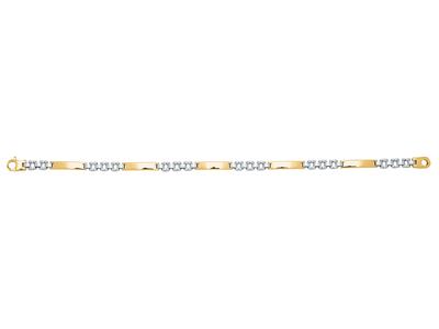 Pulsera De Hombre Con Placas Cóncavas Alternas De 4 mm, 20 cm, Oro Bicolor De 18 Quilates - Imagen Estandar - 1