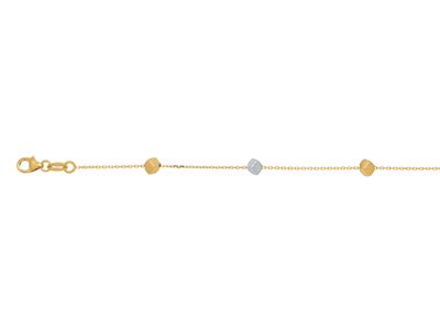Pulsera De Cadena De 5 Cubos 3,1 mm, 16,50-18 cm, Oro Bicolor De 18 Quilates - Imagen Estandar - 2