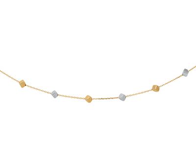 Collar De Cadena 23 Cubos 3,1 mm, 42-47 cm, Oro Bicolor De 18k - Imagen Estandar - 2