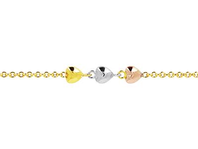 Pulsera Cadena 3 Corazones, Junior 14/16 Cm, 3 Ors 18k - Imagen Estandar - 2