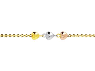 Pulsera Cadena 3 Corazones, Junior 14/16 Cm, 3 Ors 18k - Imagen Estandar - 2