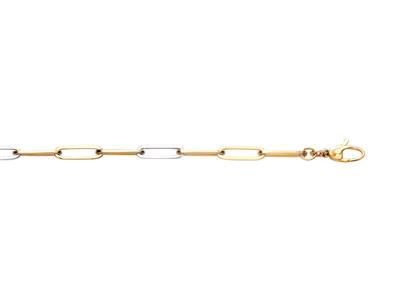 Pulsera De Malla Rectangulos Alternados 4 Mm, 21 Cm, Oro Bicolor 18k - Imagen Estandar - 1