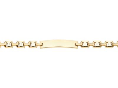 Pulsera Identidad Malla Cuadrada Granos 7 Mm, 21 Cm, Oro Bicolor 18k - Imagen Estandar - 1