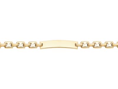 Pulsera Identidad Malla Cuadrada Granos 7 Mm, 21 Cm, Oro Bicolor 18k