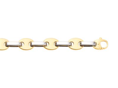 Pulsera Plana Ovalada Malla Marina 11,50 X 21 MM Maciza, 21 Cm, Oro Bicolor 18k - Imagen Estandar - 1