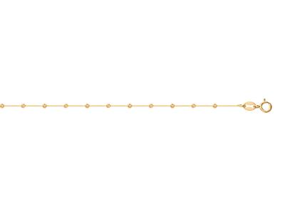 Pulsera Con Bolas Cinceladas 1,80 Mm, Sobre Cadena Veneciana, 173 Cm, Oro Bicolor 18k