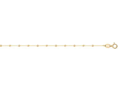 Pulsera Con Bolas Cinceladas 1,80 Mm, Sobre Cadena Veneciana, 173 Cm, Oro Bicolor 18k