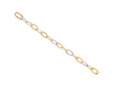 Brac Maiiles Ovales Creuses Bicolore Or Jaune Et Gris Rh 18k 19cm Cab Fi - Imagen Estandar - 1