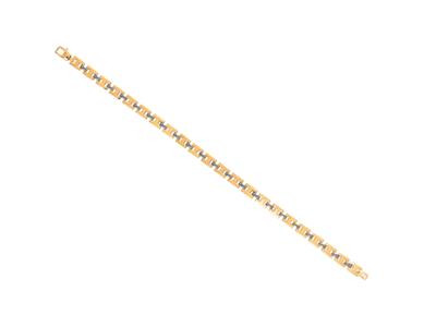 Brac Mailles Carrees Creux Bicolore Or Jaune Et Gris Rh 18k 21cm Msq - Imagen Estandar - 1