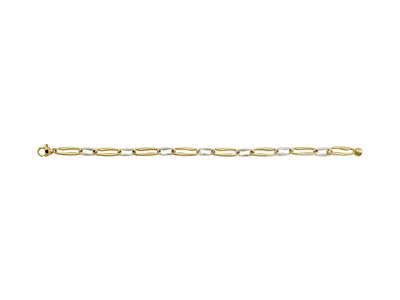 Pulsera De Malla Rectangulo De 6 Mm, Tubo Hueco, 19,50 Mm, Oro Bicolor De 18k - Imagen Estandar - 1