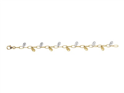 Pulsera 4 Mm, Colgantes Gotas 6 X 9mm, 19 Cm, Oro Bicolor 18 Kt - Imagen Estandar - 1