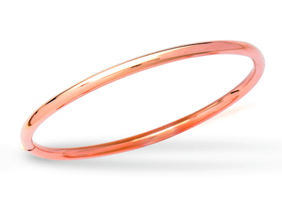 Brazalete Tipo Esclava Con Apertura, Alambre Redondo De 3 mm, Forma Ovalada De 58 mm, Oro Rojo De 18 K - Imagen Estandar - 1