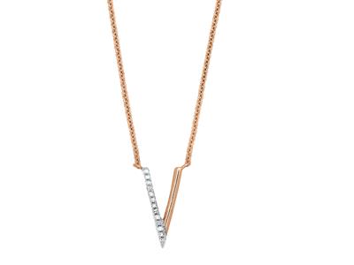 Collar Motivo V, Diamantes 0,05ct, 40-45 Cm, Oro Rosa 18k