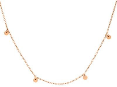 Collar De Cadena For\at Redonda, 6 Pastillas De 3,50 mm, 40-42 cm, Ororosa De 18k - Imagen Estandar - 2