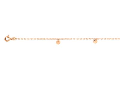 Pulsera De Cadena For\at Redonda, 4pastillas, 17-18 cm, Oro Rosa De 1 8 Quilates - Imagen Estandar - 2