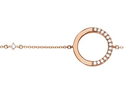 Pulsera De Cadena Circular Con Diamantes De 0,08 Quilates Y Cadena, 16-18 cm, Oro Rosa De 18 Quilates - Imagen Estandar - 2