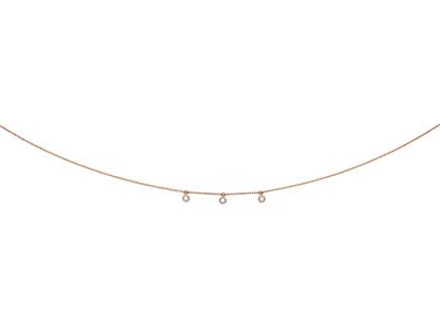 Collar De 3 Borlas, Diamantes De 0,09 Ct, 38-40-42cm, Oro Rosa De 18 K
