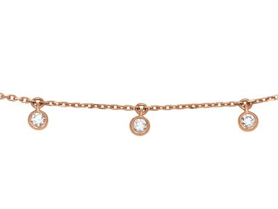 Collar De 3 Borlas, Diamantes De 0,09 Ct, 38-40-42 cm, Oro Rosa De 18 K - Imagen Estandar - 2