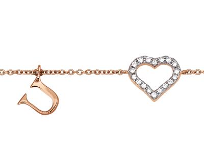 Pulsera De Cadena Love U Con Diamantes De 0,06 Ct, 15,5-16,5-17,5 cm, Oro Rosa De 18 Quilates - Imagen Estandar - 2
