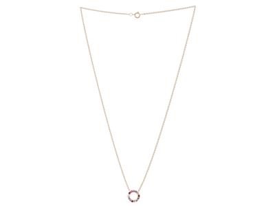 Collar Círculo Arco Iris 10 Mm, Diamantes 0,06 Ct, Zafiros Rosa Y Naranja 0,27 Ct, 40-42-5 Cm, Oro Rosa 18 Kt - Imagen Estandar - 2