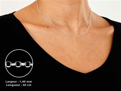 Cadena De Malla Jaseron Diamantada 1,4 mm, 40 cm, Plata 925 Británico - Imagen Estandar - 3