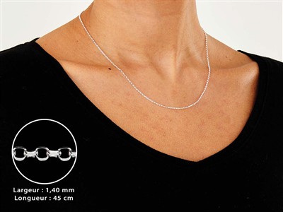 Cadena De Malla Jaseron Diamantada 1,4 mm, 45 cm, Plata 925 Británico - Imagen Estandar - 3